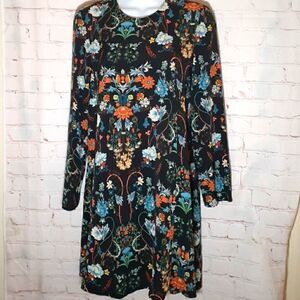 NEW Zara Black Floral Print A-Line  Dress sz.XS MSRP $80